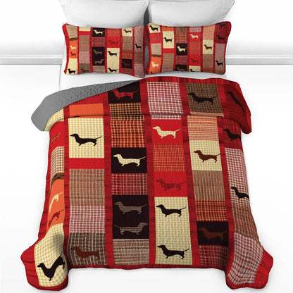 Shineful All Season Quilt 3-Piece Set Playful Dachshund