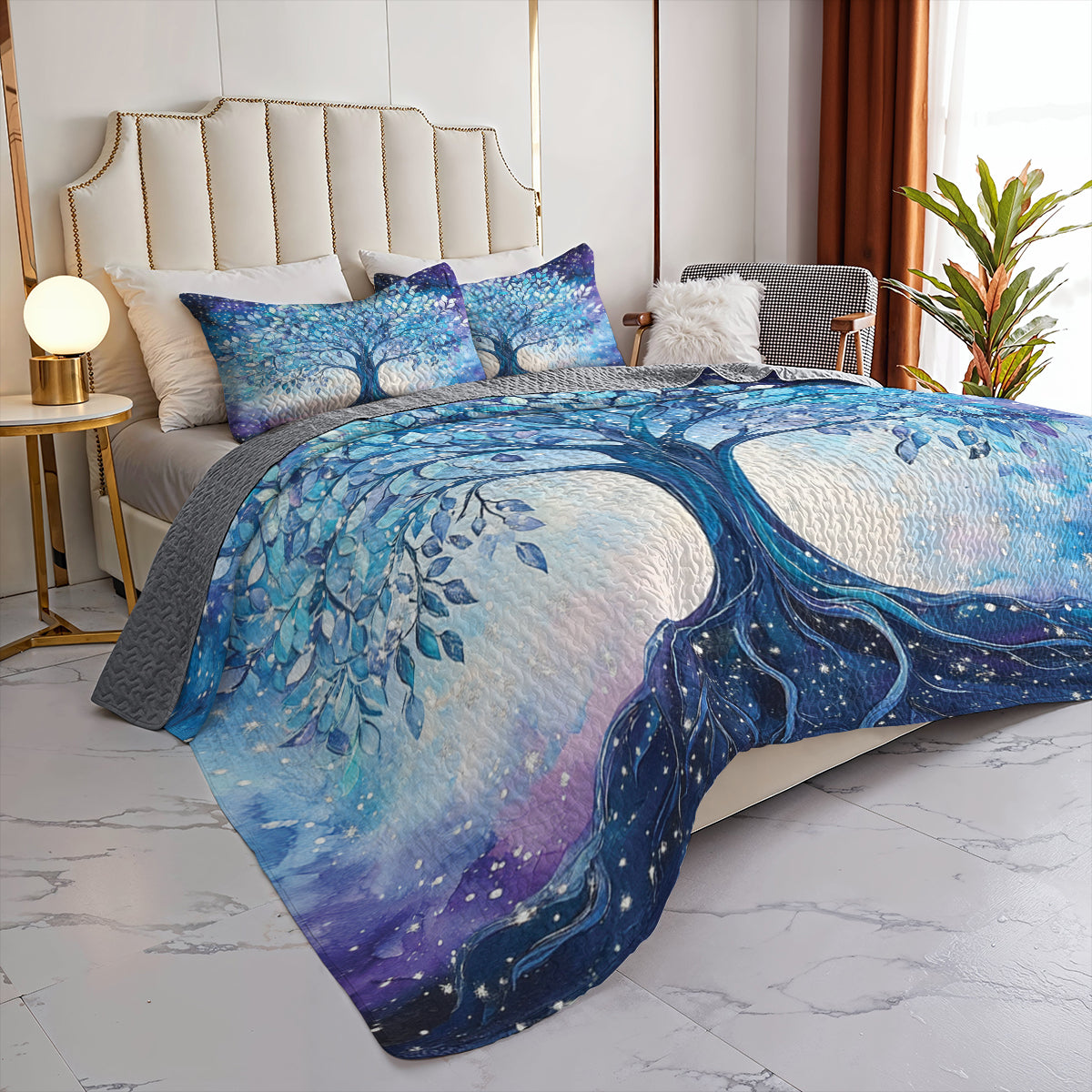 Shineful All Season Quilt 3-Piece Set - Celestial Tree of Life