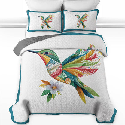 Shineful All Season Quilt 3-Piece Set - Hummingbird Whimsical Wonder