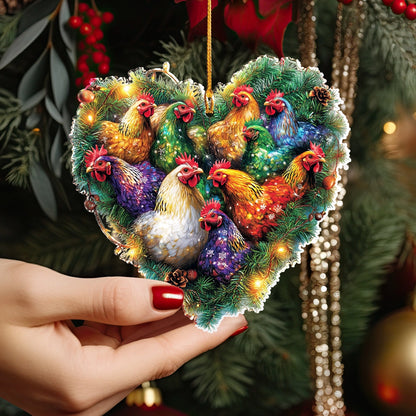 Shineful 2D Acrylic Ornament Holiday Hen House Heart