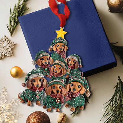 Shineful 2D Acrylic Ornament Dachshund Christmas Tree of Joy