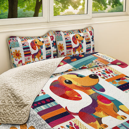 Shineful All Season Quilt 3-Piece Set Cheerful Dachshund