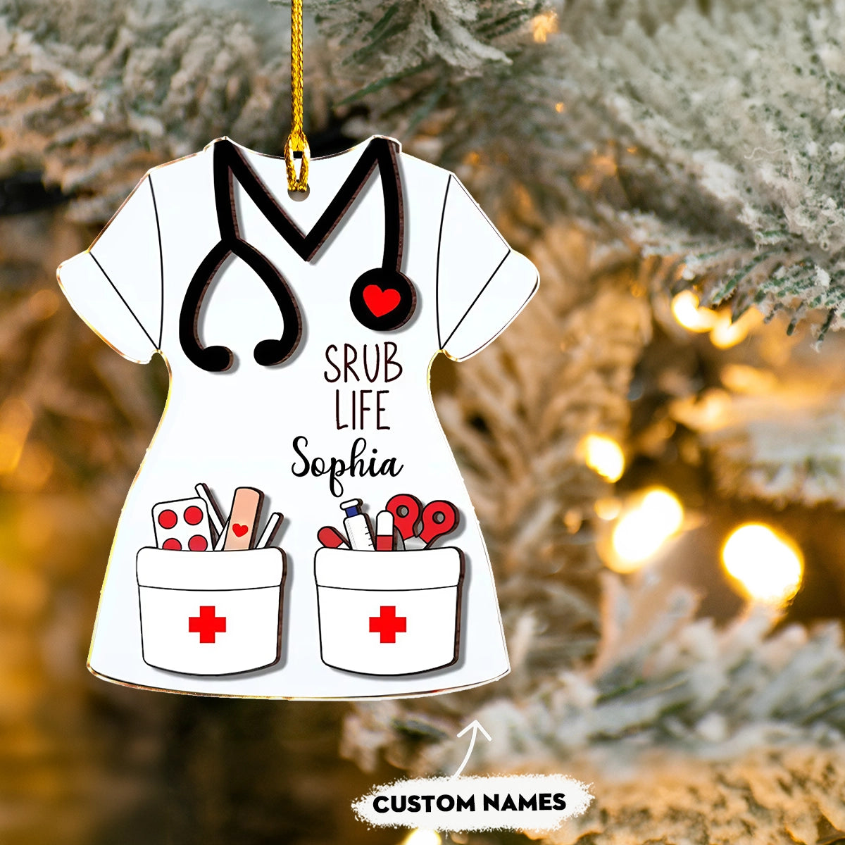 Shineful 2D Acrylic Ornament Personalized Nurse Scrub Life