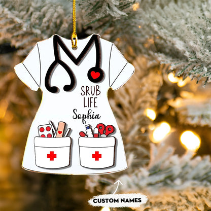 Shineful 2D Acrylic Ornament Personalized Nurse Scrub Life