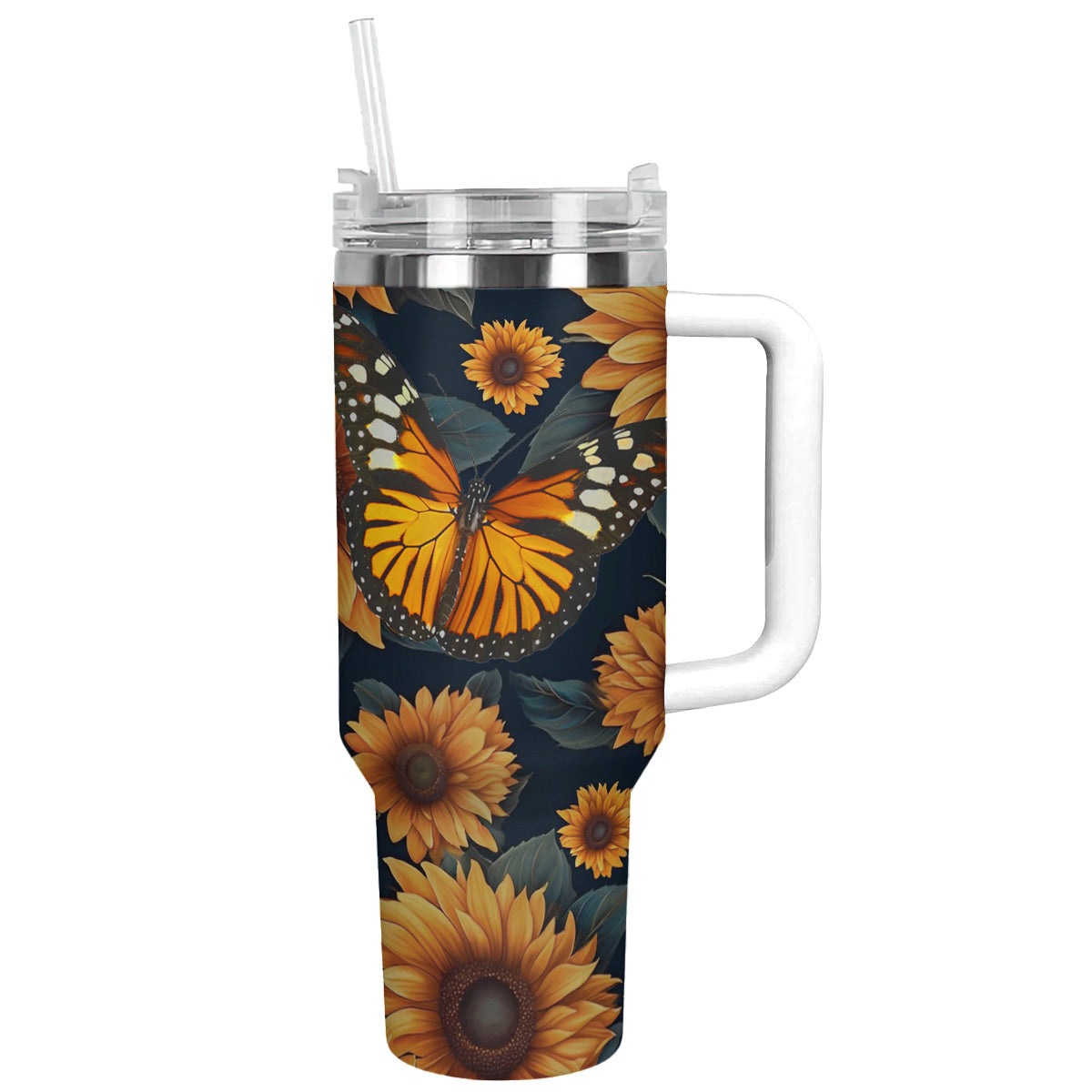 Verre brillant Tournesol Papillon monarque