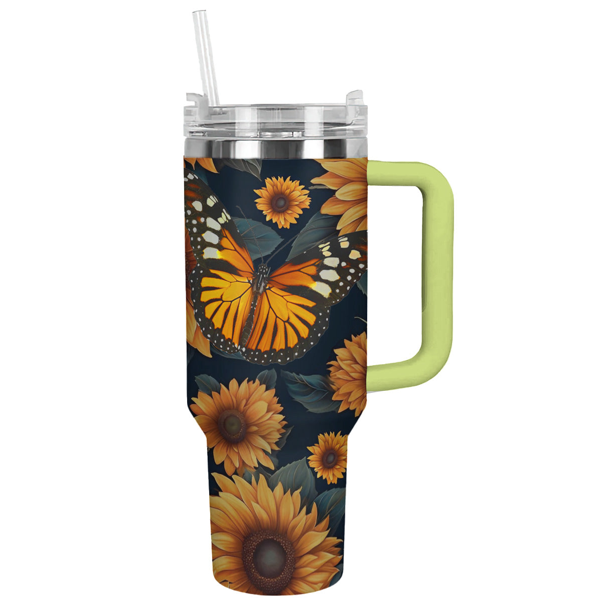 Verre brillant Tournesol Papillon monarque