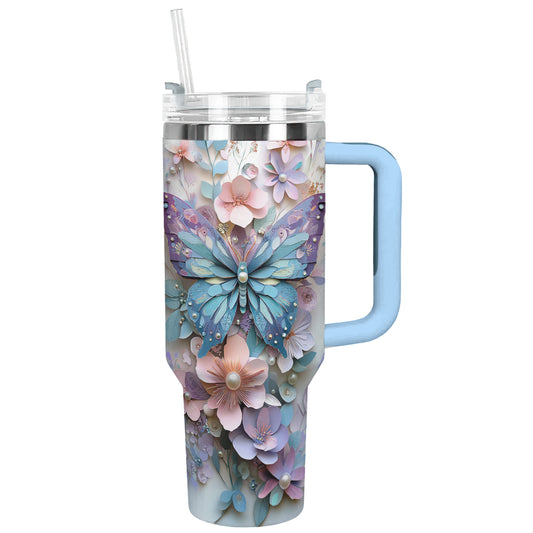 Gobelet isotherme Shineful à motif papillon et fleurs