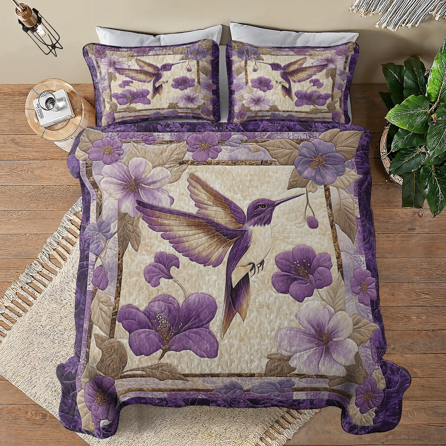 Shineful All Season Quilt 3-Piece Set Hummingbird Dreams