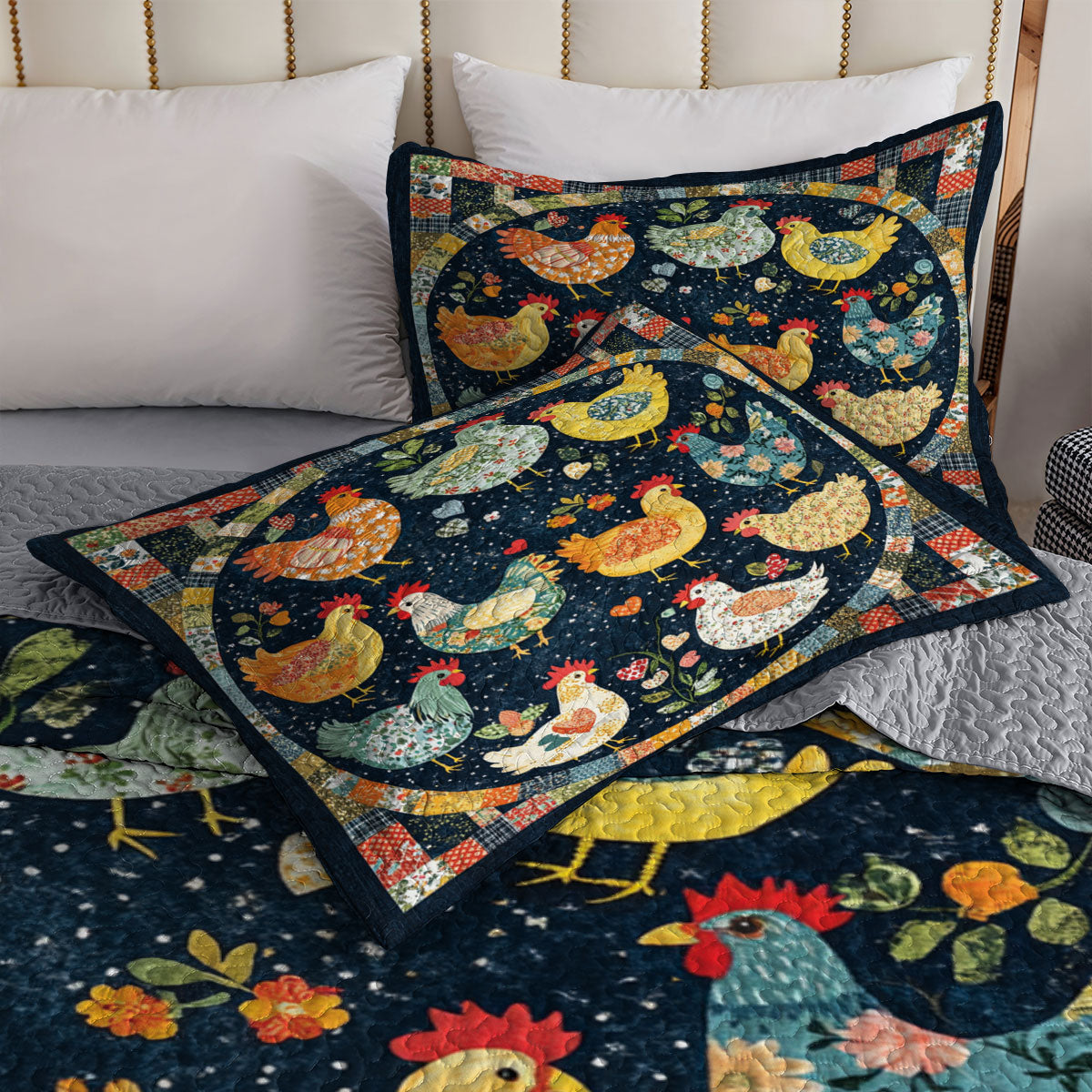 Shineful All Season Quilt 3-Piece Set Chicken Dream