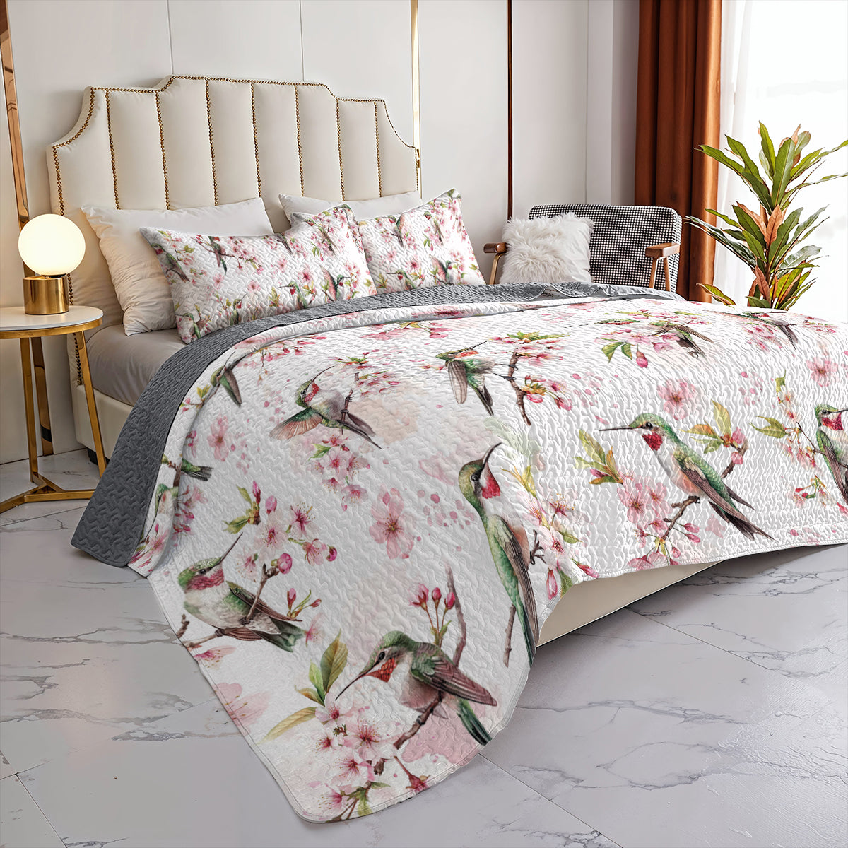 Shineful All Season Quilt 3-Piece Set Spring Hummingbird