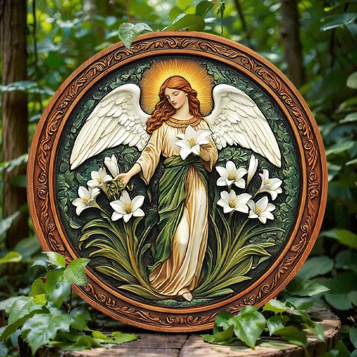 Shineful 2D Wooden Plaque, Hanging Decor, Door Sign Angelic Bloom