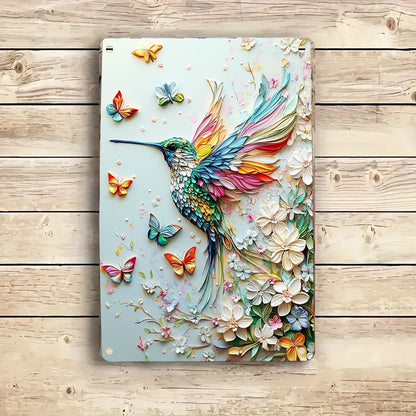 Shineful 2D Metal Sign Hummingbird Harmony