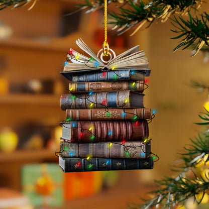 Shineful 2D Acrylic Ornament - Book Lover's Holiday