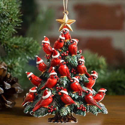 Shineful 2D Acrylic Ornament - Cardinal Christmas Tree