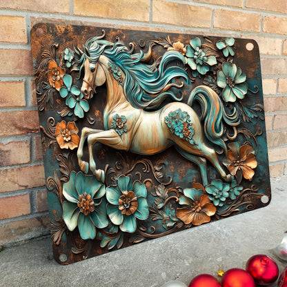 Shineful 2D Metal Sign Majestic Floral Stallion