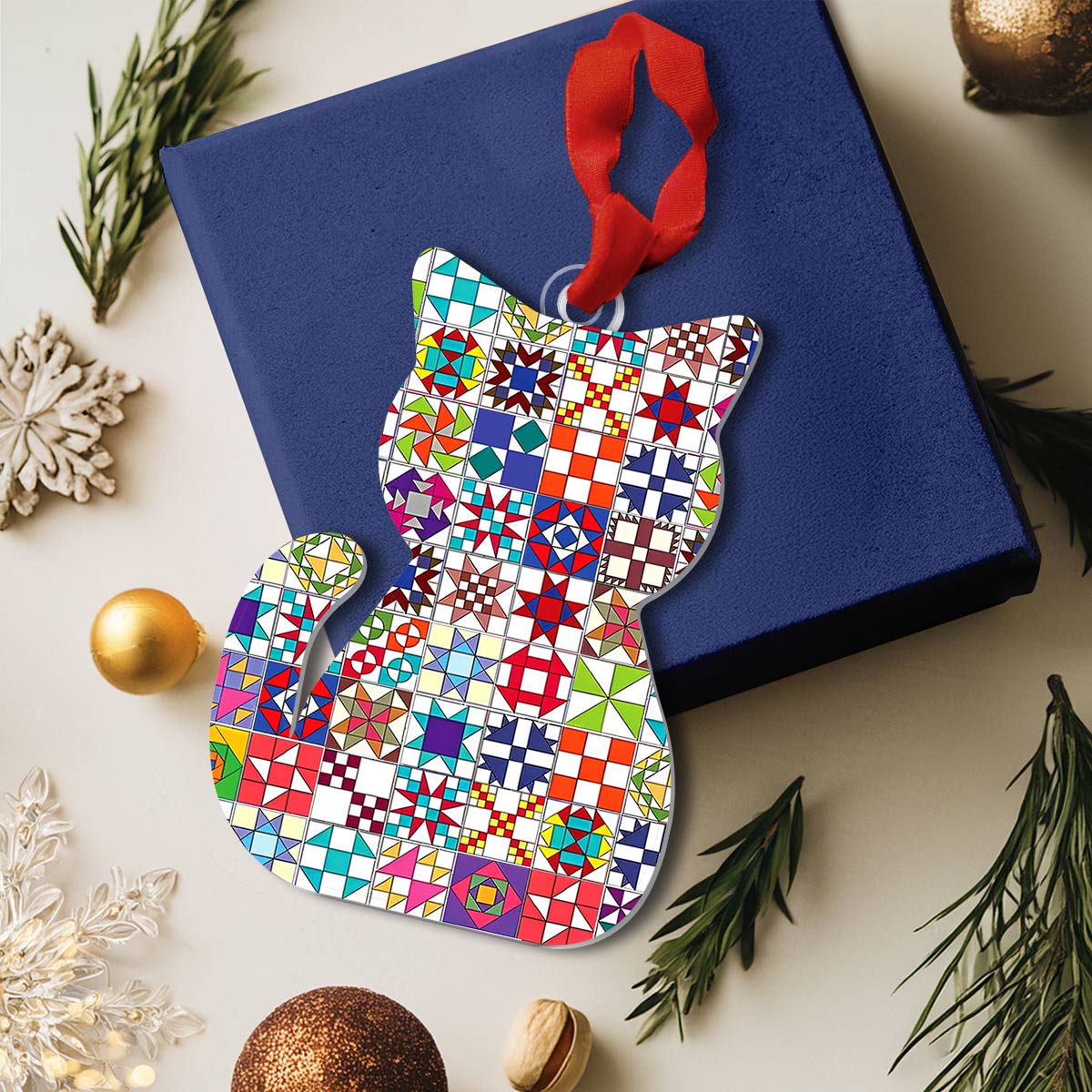 Shineful Acrylic Ornament Quilt Block Cat