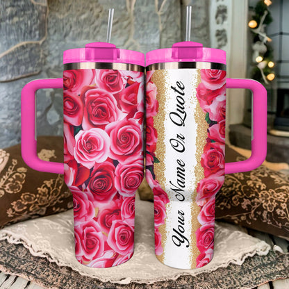 Shineful Tumbler Pink Rose With Glitter