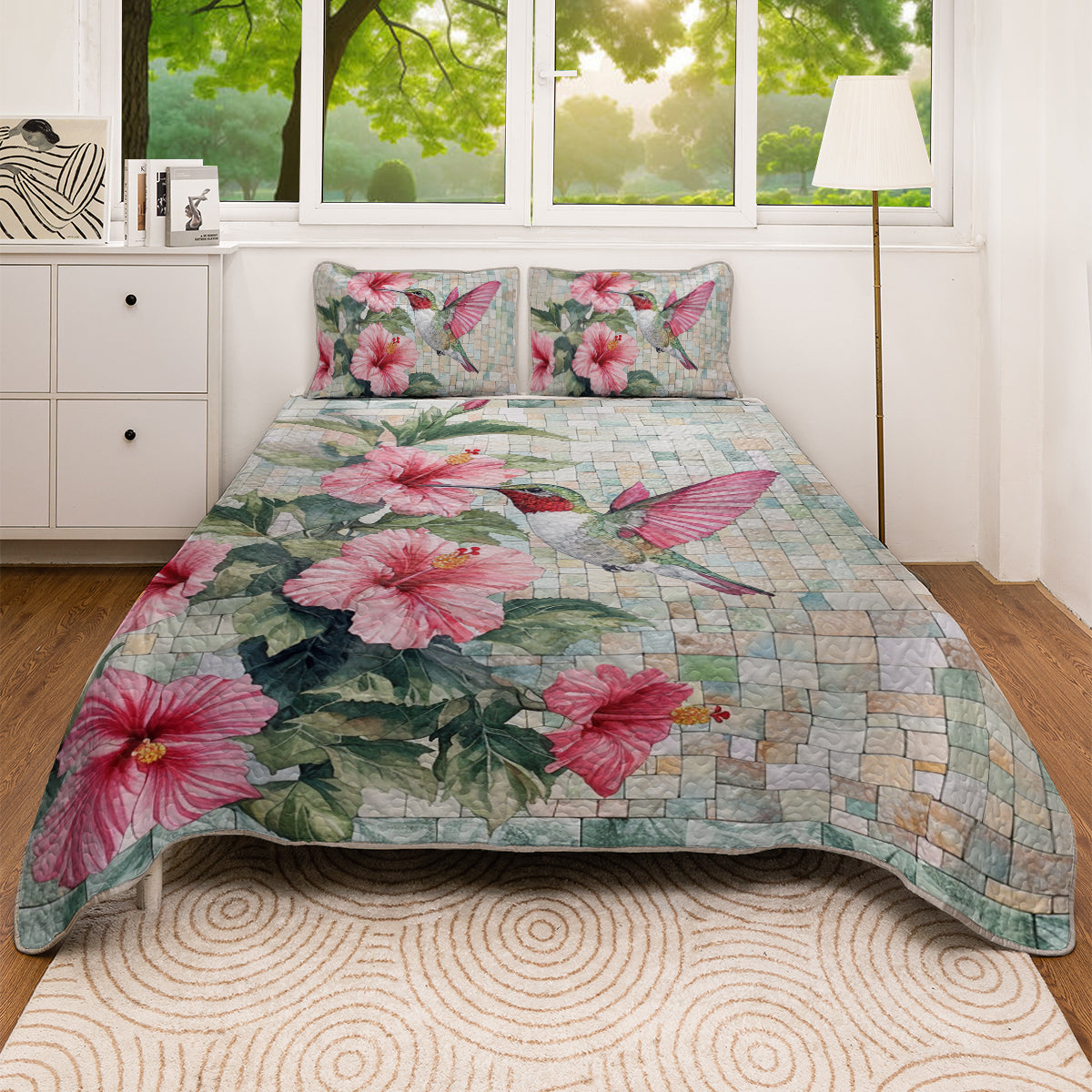 Shineful All Season Quilt 3-Piece Set Hibiscus Harmony