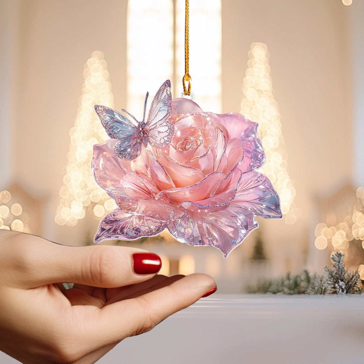 Shineful 2D Acrylic Ornament Gorgeous Crystal Rose