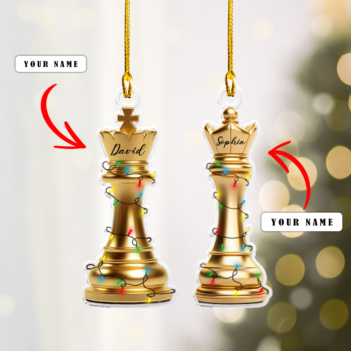 Shineful Personalized 2D Acrylic Ornament - Chess King & Queen