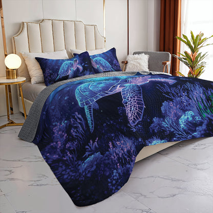 Shineful All Season Quilt 3-Piece Set Deep Sea Serenade