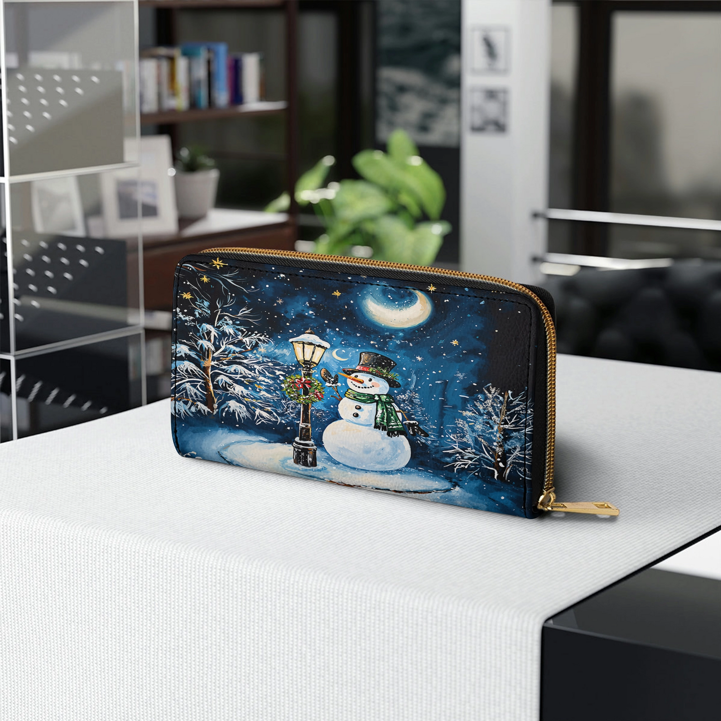 Shineful Leather Clutch Purse With Wristlet Strap Handle Frosty Night