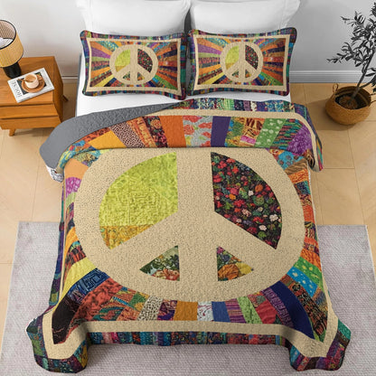 Shineful All Season Quilt 3-Piece Set - Patchwork Peace Hippie