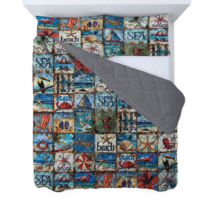 Shineful All Season Quilt 3-Piece Set New Start Beach