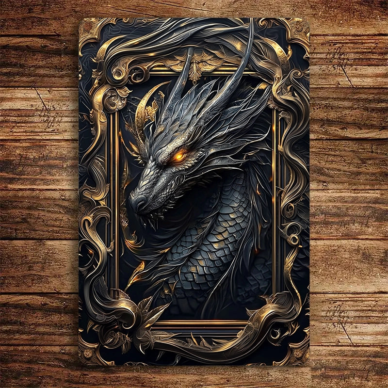 Shineful 2D Metal Sign Inferno Dragon Gothic