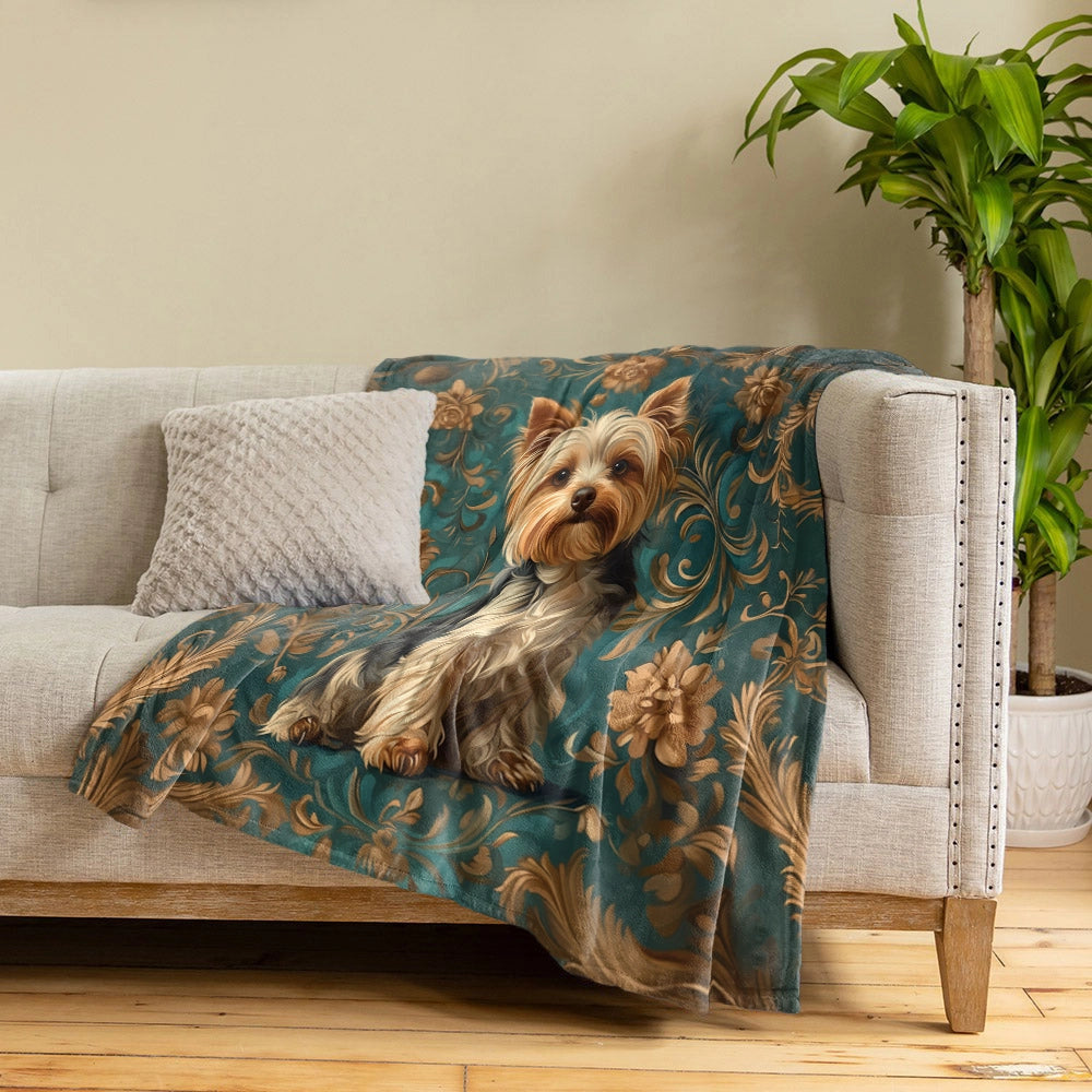 Shineful Fleece Blanket Regal Yorkie Elegance