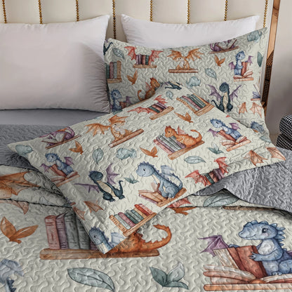 Shineful All Season Quilt 3-Piece Set Reading Dragons