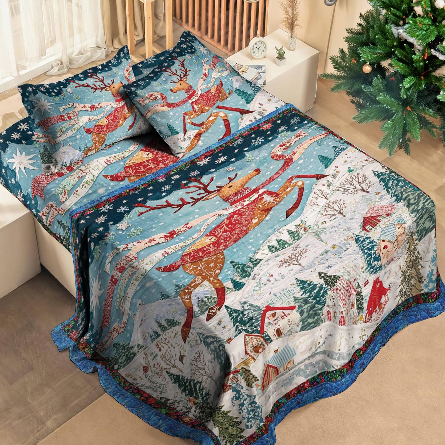 Shineful 4-Piece Bed Sheet Set Holiday Charm