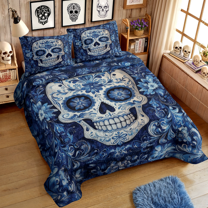 Shineful All Season Quilt 3-teiliges Set - Celestial Skull Elegance