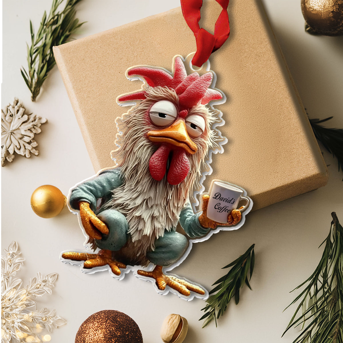 Shineful Personalized 2D Acrylic Ornament - Grumpy Rooster