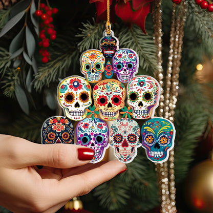 Shineful 2D Acrylic Ornament Vibrant Skull Christmas Tree