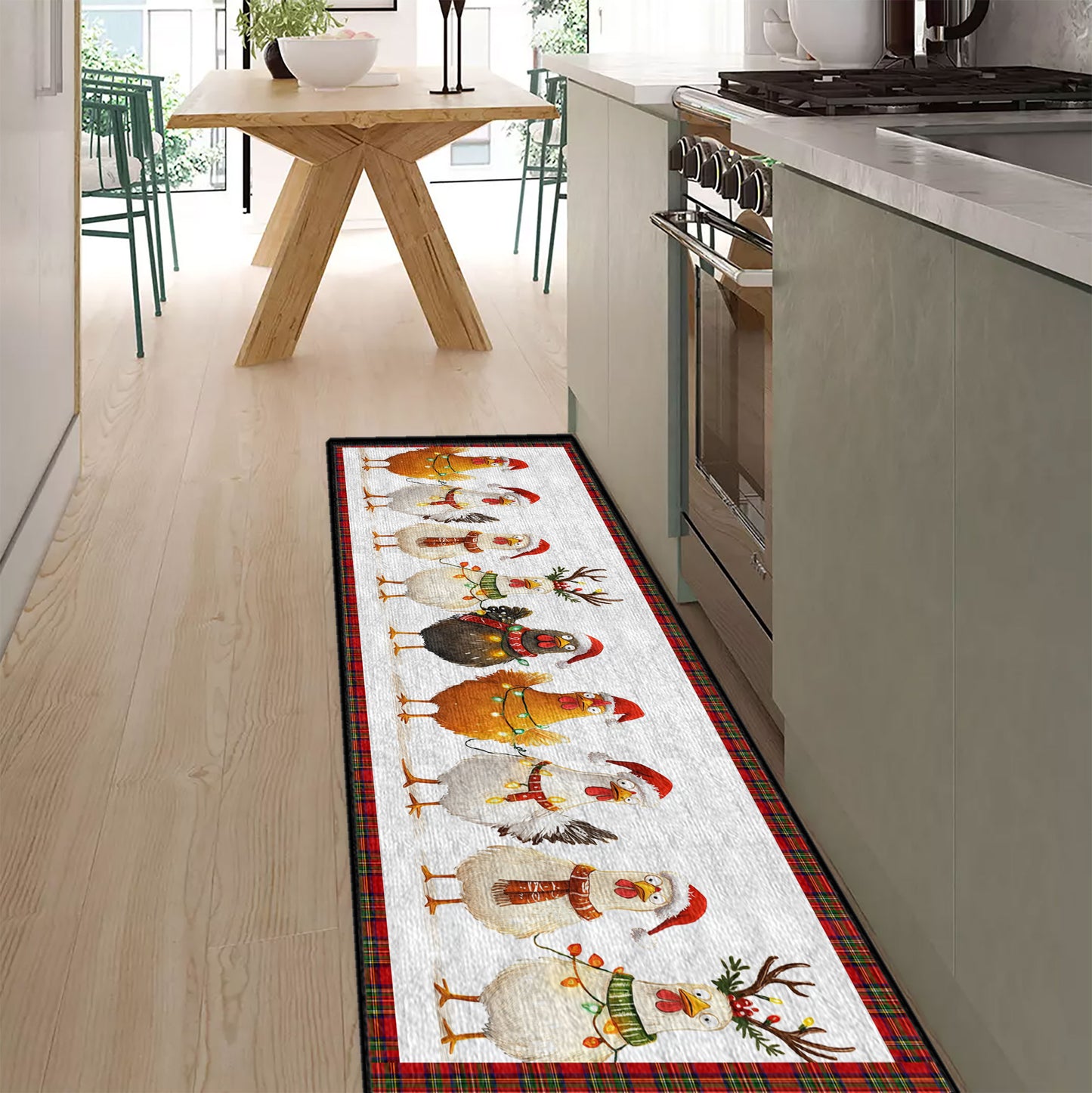 Shineful Ultra-Thin Non Skid Floor Mat, Kitchen Rugs Chicken Holiday