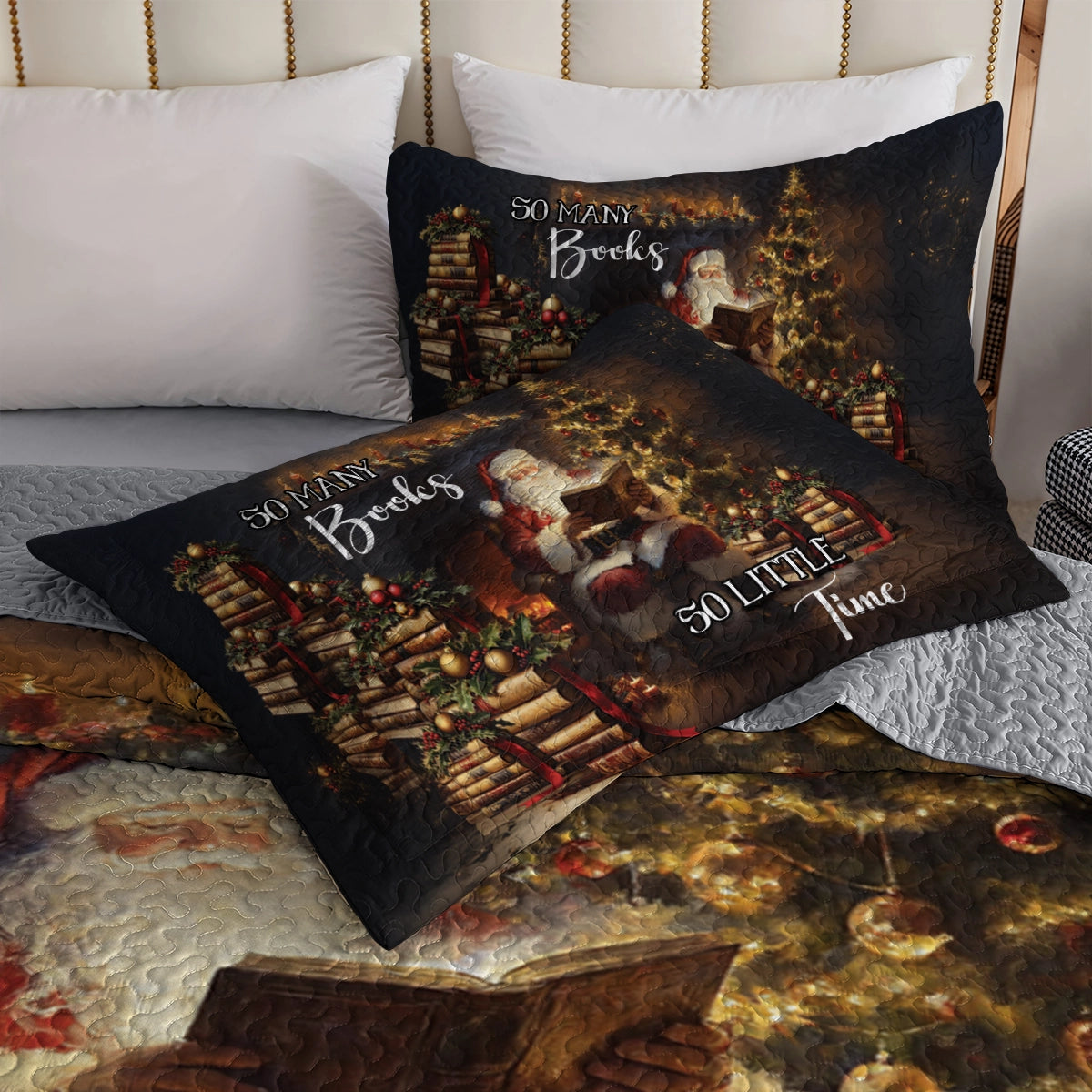 Shineful All Season Quilt 3-Piece Set - Santa's Christmas Reading Corner