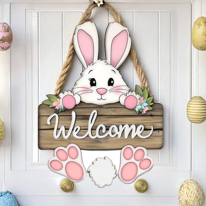 Shineful 2D Wooden Plaque, Hanging Decor, Door Sign - Hoppy Easter