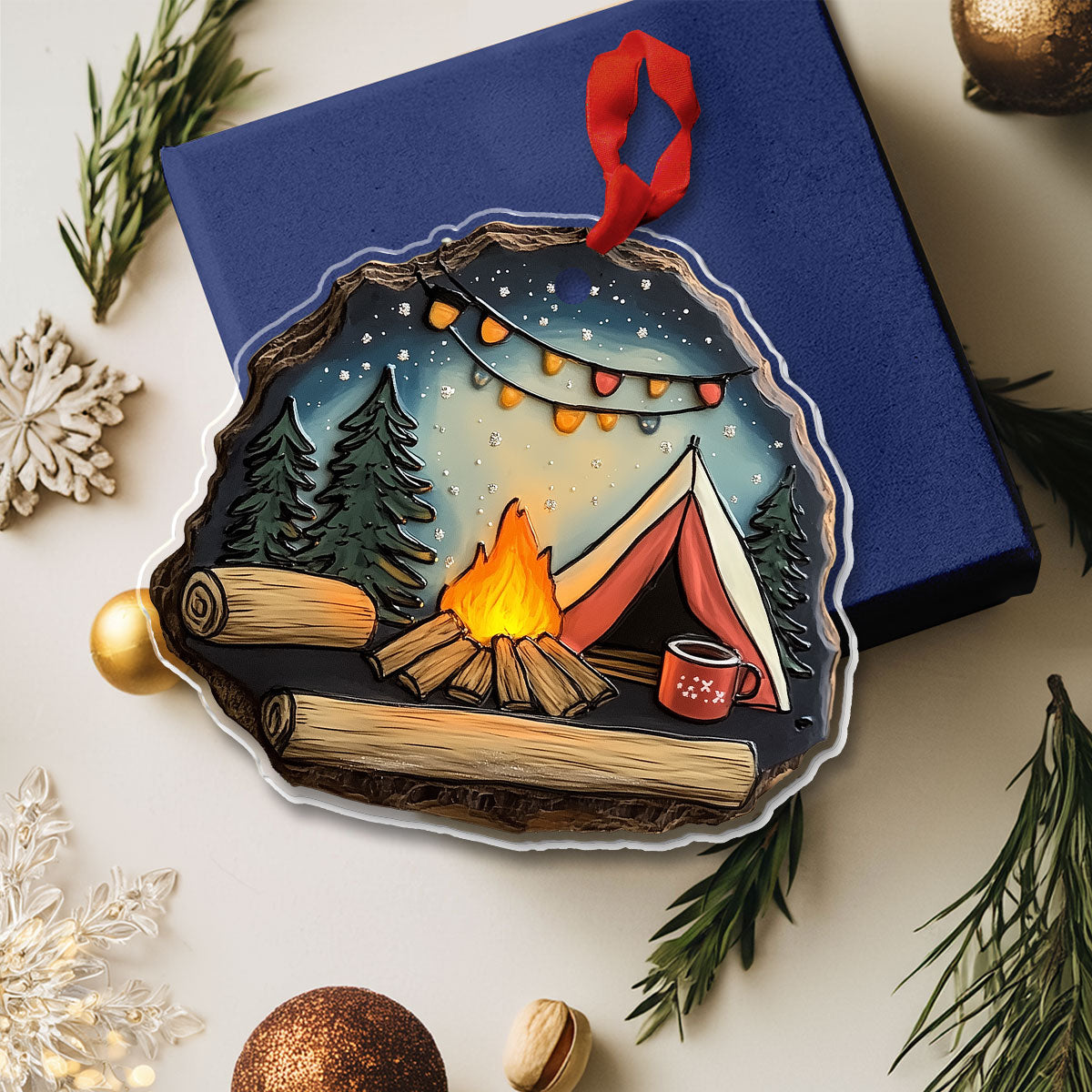 Shineful 2D Acrylic Ornament - Cozy Campfire