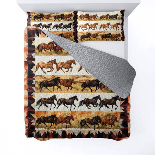 Shineful All Season Quilt 3-Piece Set Wild Horses