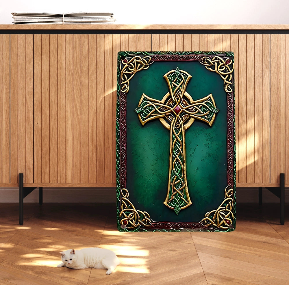 Shineful 2D Metal Sign Emerald Heritage Cross