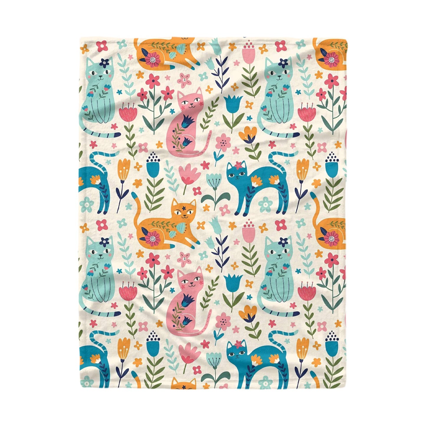 Shineful Fleece Blanket Floral Cats