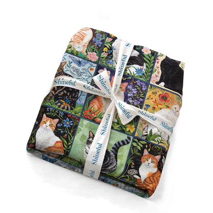 Shineful Fitted Sheet Cat Floral Felines