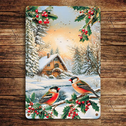 Shineful 2D Metal Sign  Winter Birds