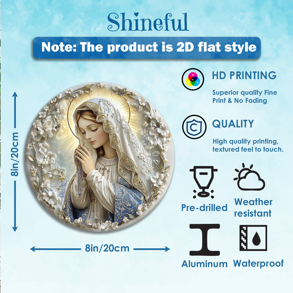 Shineful 2D Wooden Plaque, Hanging Decor, Door Sign - Blessed Virgin Mary Rosary