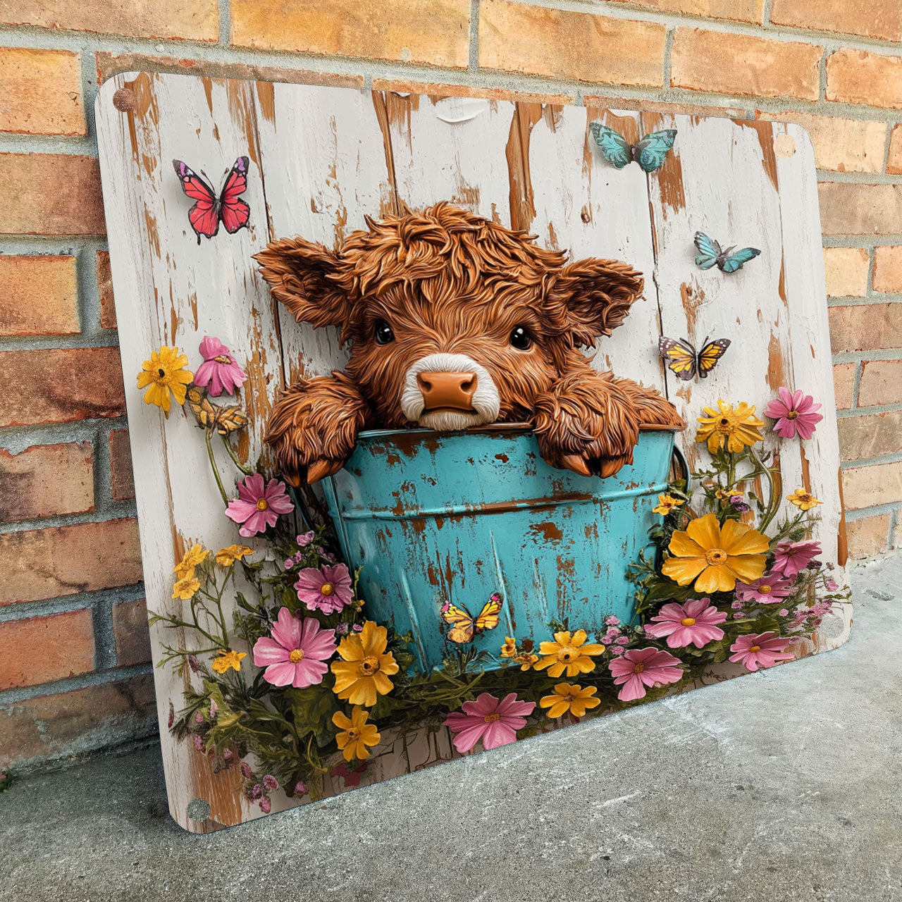 Shineful 2D Metal Sign Floral Cow