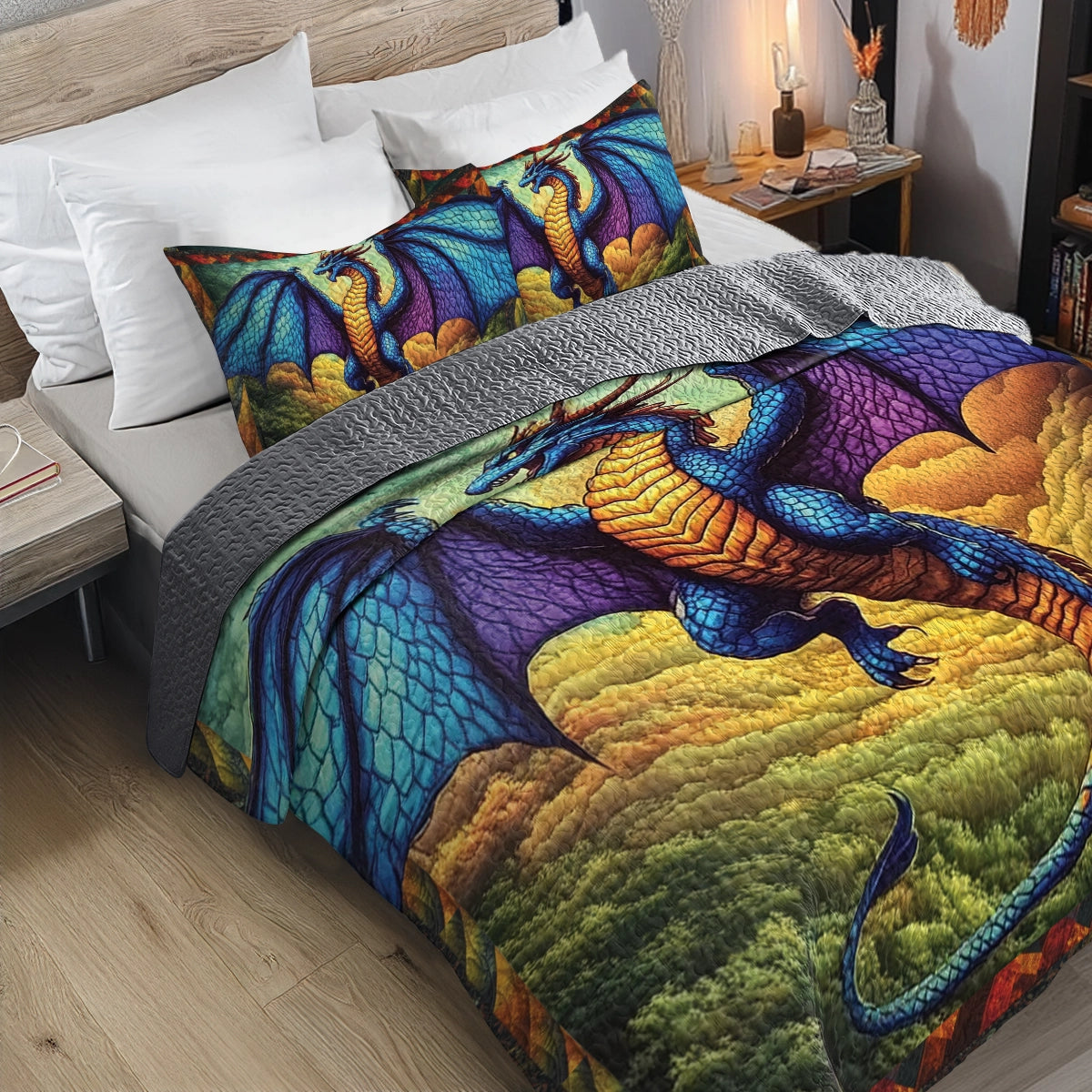 Shineful All Season Quilt 3-Piece Set - Dragon's Ascent