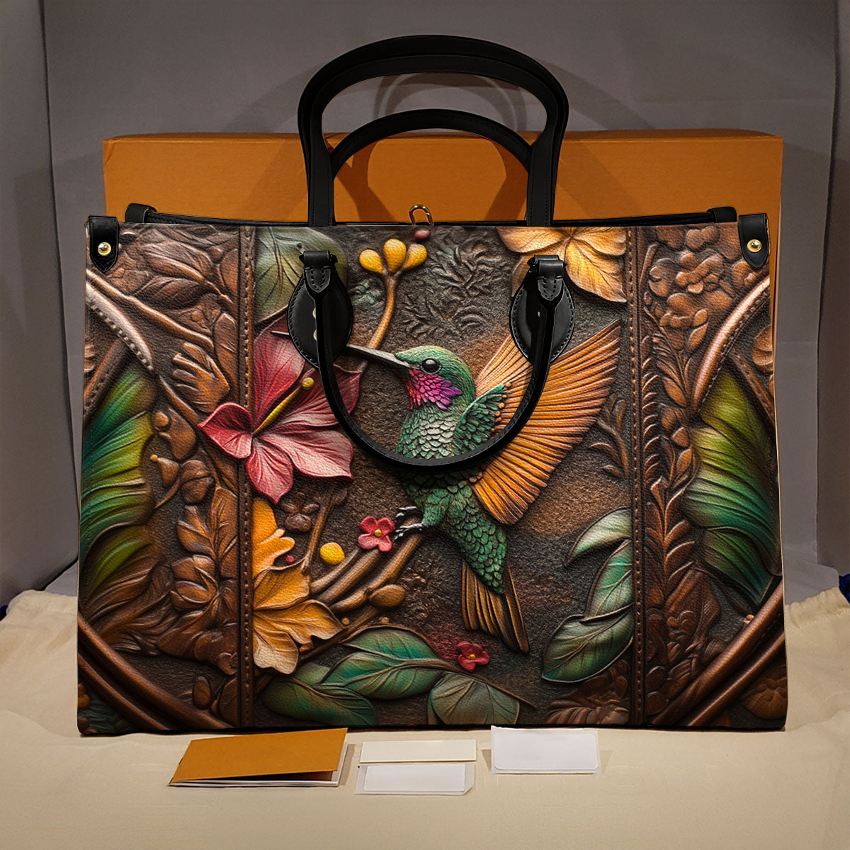 Shineful Leather Bag Luxury Hummingbird Embossed