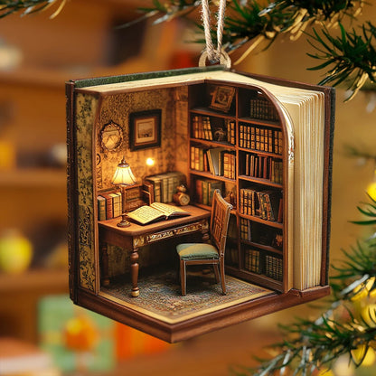 Shineful 2D Acrylic Ornament Bookworm’s Cozy Corner