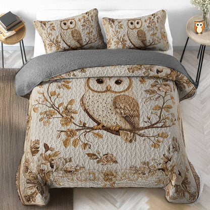 Shineful All Season Quilt 3-teiliges Set - Vintage Elegance Owl